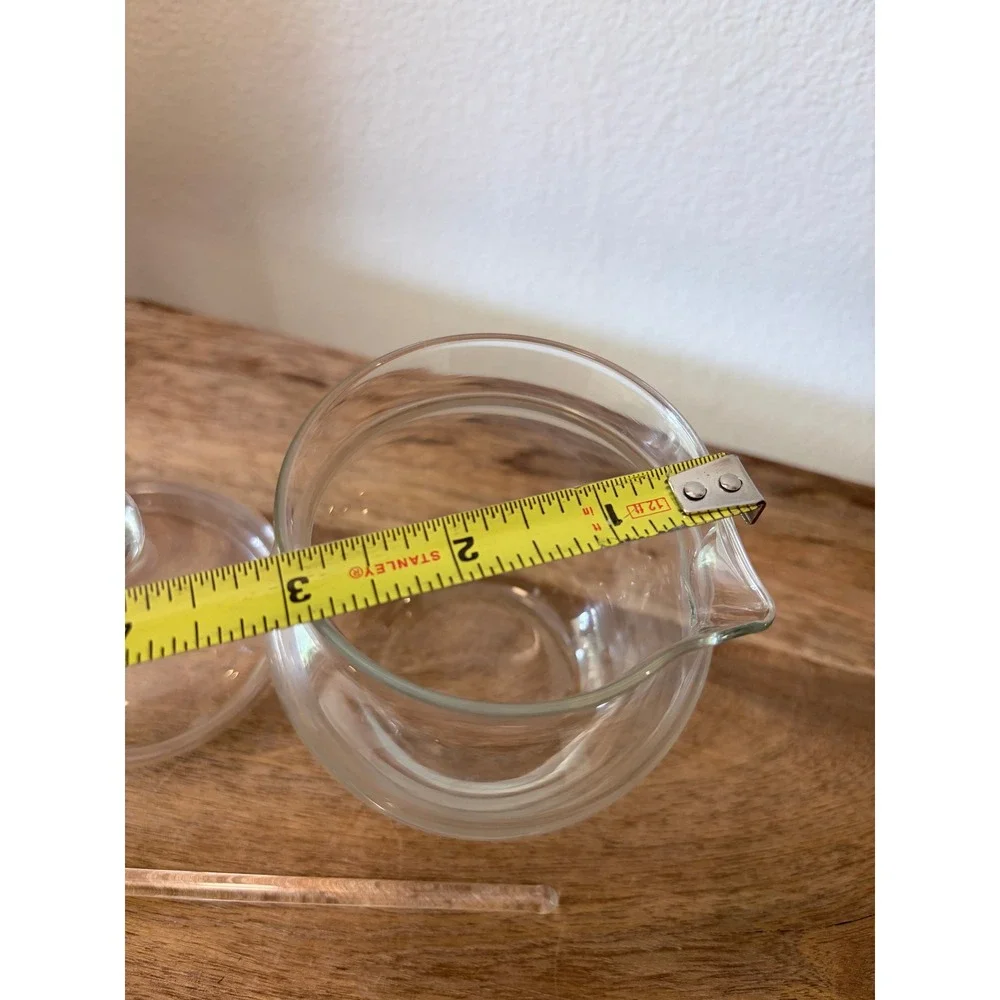 Vintage Clear Glass Honey Pot Jam Jar Set with Lid and Glass Spoon